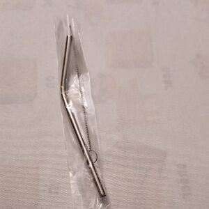 4/$30 New Metal Bent Straw with Cleaning Brush - 2 Pc.